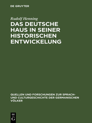 cover image of Das Deutsche Haus in seiner historischen Entwickelung